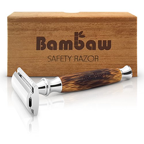 Product Cover Double Edge Safety Razor with Long Natural Bamboo Handle | Safety Razor Wood | Eco Friendly | For Men or For Women | Sustainable and Durable | Saftey Razor | Bambaw