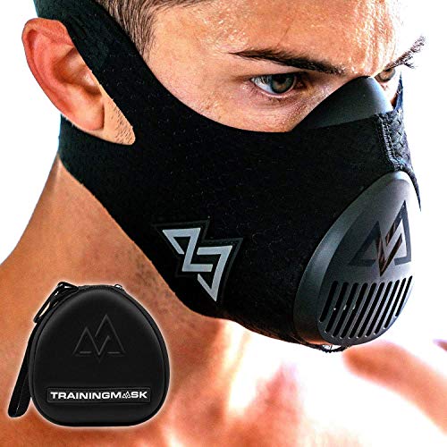Product Cover Training Mask 3.0 [EVA Case Included] Workout Elevation Performance Fitness Mask for Running and Breathing Mask, Cardio Mask, Official Training Mask Used by Pros (Black + Case, Medium)