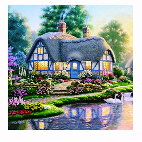 Product Cover Geyou 5D Diamond Painting Full Drill by Number Kits Chalet Stitch DIY Embroidery Diamond Home Decor Gift New,Cross-Stitch Stamped Kits (A)