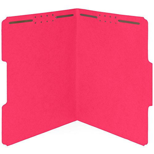 Product Cover 50 Red Fastener File Folders - 1/3 Cut Reinforced Assorted Tab - Durable 2 Prongs Designed to Organize Standard Medical Files, Law Client Files, Office Reports - Letter Size, Red, 50 Pack