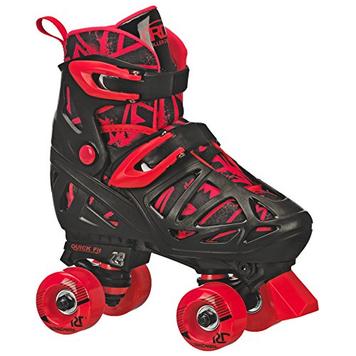 Product Cover Roller Derby Trac Star Boy's Adjustable Roller Skate, Grey/Black/Red, Medium (12-2)