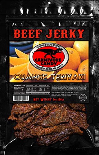 Product Cover Carnivore Candy Gourmet Beef Jerky -3 Pack (Three 3oz Bags) Orange Teriyaki Seen on Shark Tank-20+ Flavors!!