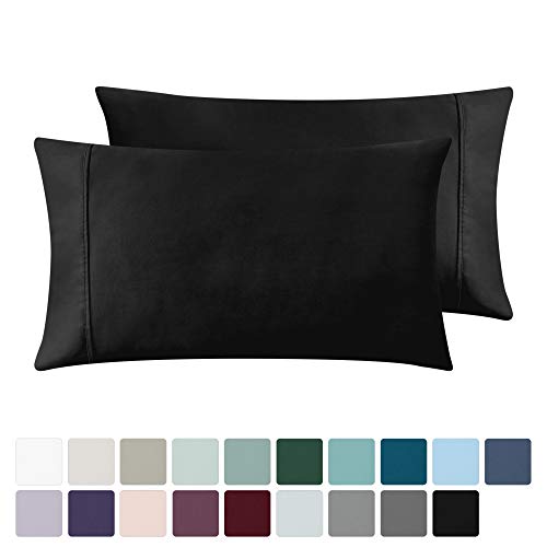 Product Cover 400 Thread Count 100% Cotton Pillow Cases, Black King Pillowcase Set of 2, Long - Staple Combed Pure Natural Cotton Pillows for Sleeping, Soft & Silky Sateen Weave Bed Pillow Covers Best Quality