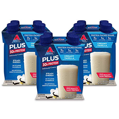Product Cover Atkins Plus Protein-Packed Shake, Vanilla, 4 Count per Pack, 44 Fl Oz, Pack of 3