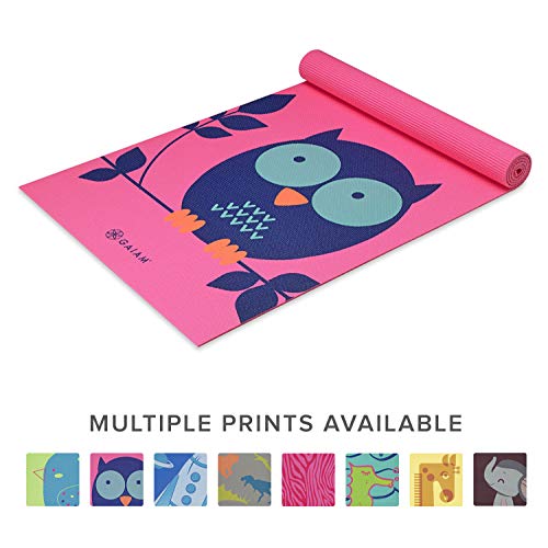 Product Cover Gaiam Kids Yoga Mat Exercise Mat, Yoga for Kids with Fun Prints - Playtime for Babies, Active & Calm Toddlers and Young Children, Owl, 3mm