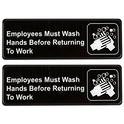 Product Cover Employees Must Wash Hands Before Returning to Work Sign (Pack of 2) Black and White, 9