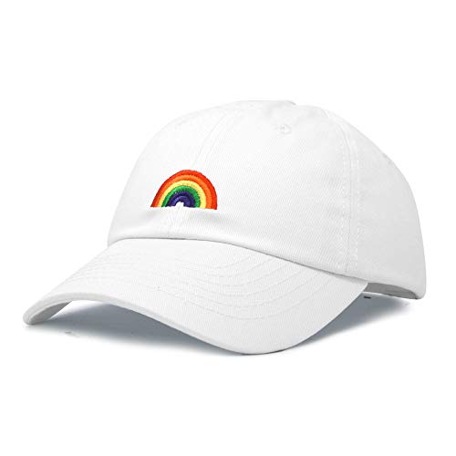 Product Cover DALIX Rainbow Baseball Cap Womens Hats Cute Hat Soft Cotton Caps in White