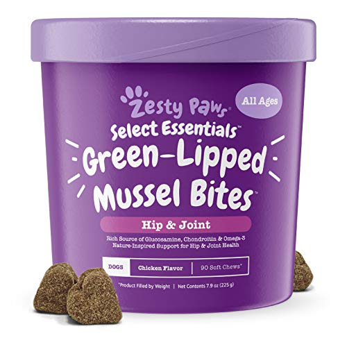 Product Cover New Zealand Green Lipped Mussel Chewable Treats for Dogs - 500 mg Dog Hip & Joint Support Supplement Soft, 90 Count, Assorted