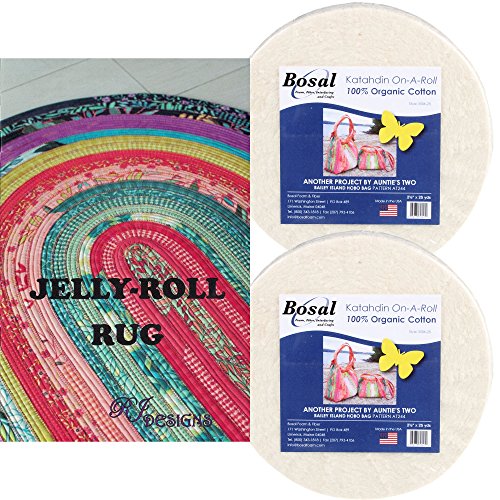 Product Cover Jelly Roll Rug Kit Bundle, Including Pattern and Two (2) Rolls of Bosal Katahdin Batting On-A-Roll (Standard Version)