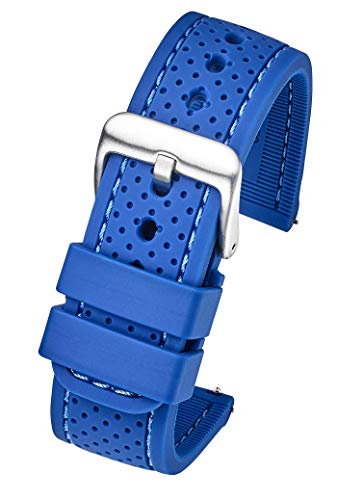 Product Cover Premium Quality Waterproof Silicone Watch Band Strap with Quick Release - Soft Rubber Blue Watch Band 22mm