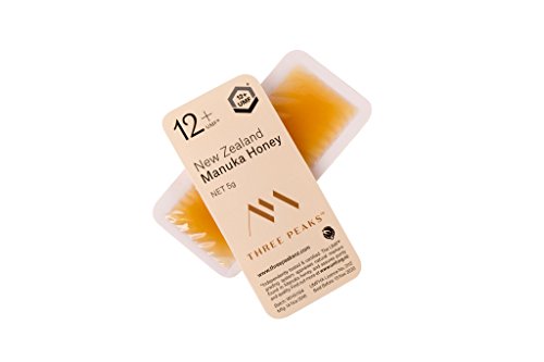 Product Cover Three Peaks Manuka Honey New Zealand - Certified UMF 12+ - 0.176 oz (5gm) Single Serve 10 Pack - 100% Natural honey, Raw honey - Ultra Premium, Healing Manuka honey