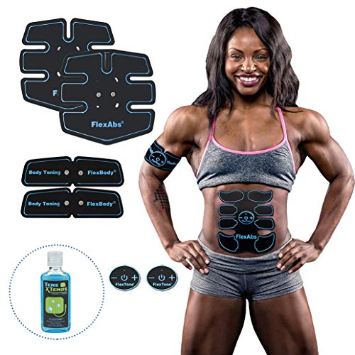 Product Cover FlexTone Abs Stimulator - FDA 510K Cleared - Six Pack Ab Muscle Toner for Men, Women - Electronic Power Abdominal EMS Trainer Machine for Muscle Toning