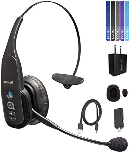 Product Cover BlueParrott B350-XT Bluetooth Headset with 96% Noise Cancellation for iOS and Android Bundle with Blucoil USB Wall Adapter, and 5-Pack of Reusable Cable Ties