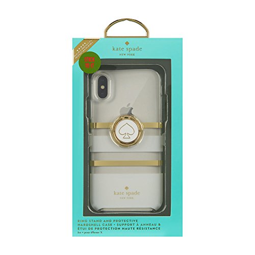 Product Cover Kate Spade iPhone X Gift Set White Charlotte Stripe Ring Stand and Protective Case
