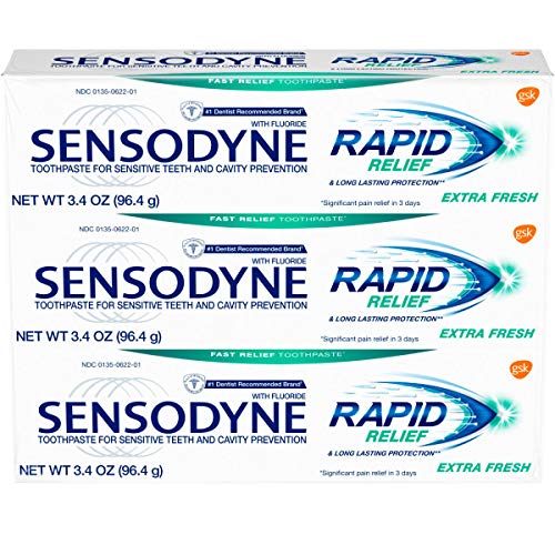 Product Cover Sensodyne Rapid Relief Sensitivity Toothpaste, Extra Fresh, 3.4 ounce (Pack of 3)