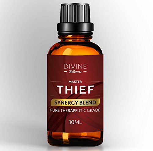 Product Cover Divine Botanics Master Thief Synergy Blend Essential Oils 30 ml Pure Natural Germ Fighter Undiluted Therapeutic Grade Best Health Shield - Clove Cinnamon Lemon Rosemary Eucalyptus