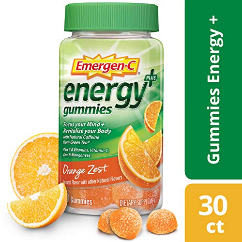 Product Cover Emergen-C Energy+, with B Vitamins, Vitaminc C and Natural Caffeine from Green Tea (30 Count, Orange Zest Flavor, 1 Month Supply) Dietary Supplement
