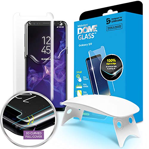 Product Cover Galaxy S9 Screen Protector [Dome Glass] Full 3D Curved Edge Tempered Glass Shield [Liquid Dispersion Tech] Easy Install Kit and UV Light for Samsung Galaxy S9 - One Pack
