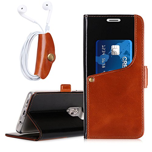 Product Cover FYY Case for Galaxy S9 Plus, [Luxurious Genuine Cowhide Leather] Wallet Case with [Earphone Case] for Samsung Galaxy S9 Plus Brown