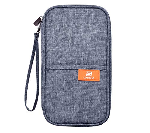 Product Cover Dahsha Travel Passport Holder Wallet Case For Credit Debit Card Ticket Coins Money Cash Currency Boarding Pass Pen - Grey