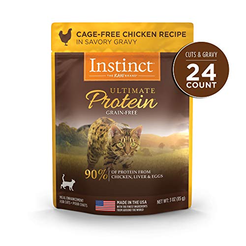Product Cover Instinct Ultimate Protein Grain Free Cage Free Chicken Recipe Natural Wet Cat Food Topper by Nature's Variety, 3 oz. Pouches (Case of 24)