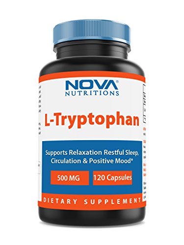 Product Cover Nova Nutritions L-Tryptophan 500 mg 120 Capsules - Tryptophan Supplements for Natural Sleep Aid, Stress Relief, Circulation & Immune Support