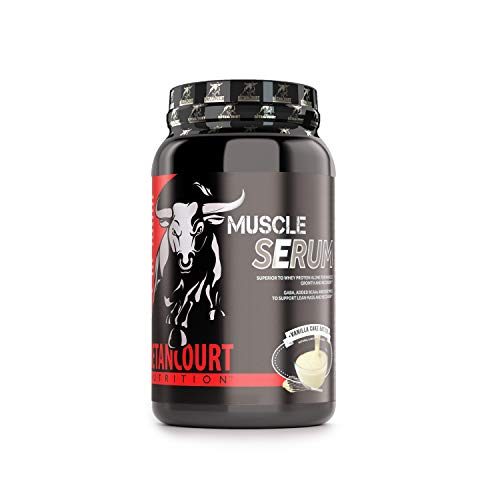 Product Cover Betancourt Nutrition Muscle Serum Time Release Whey Protein Isolate, Concentrate and Casein and Milk Protein. Superior to Whey Protein Alone. Vanilla Cake, 2 Pounds
