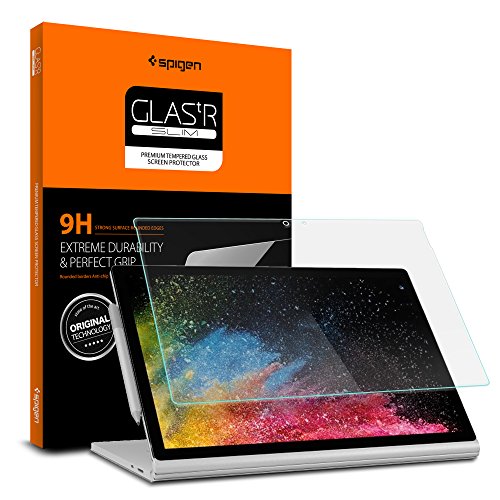 Product Cover Spigen Tempered Glass Screen Protector Designed for Surface Book 2 / Surface Book 1 (13.5 inch) [9H Hardness]