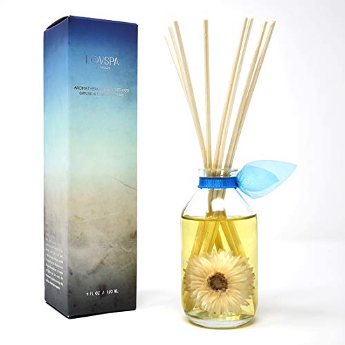 Product Cover LOVSPA Ocean Flowers Reed Diffuser Oil Set | Verbena, Lily, Rose, Sandalwood & Cedar | Home Room Freshener with Real Seashells | Beautiful Beach House Decor Makes a Great Gift Idea
