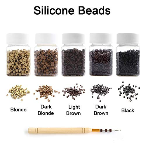 Product Cover 2500PCS Silicone Micro Link Rings 5mm Lined Beads for Hair Extensions Tool 5PCS/SetMix Color (MIX COLOR)