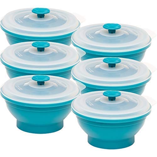 Product Cover Collapse-it Silicone Food Storage Containers - BPA Free Airtight Silicone Lids, 6 Piece Set of 2-Cup Collapsible Lunch Box Containers - Oven, Microwave, Freezer Safe with Bonus eBook
