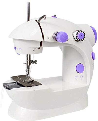 Product Cover Mini Sewing Machine, Portable Electric Crafting Mending Machine 2-Speed Double Thread, Double Speed with Light & Cutter, Foot Pedal for Household Travel Beginner