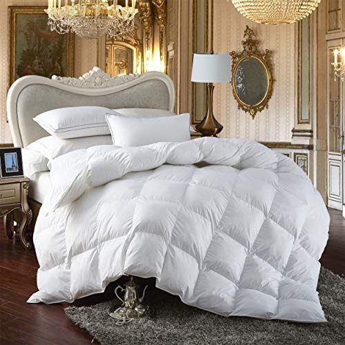 Product Cover Premium All-Season Queen Size Luxury Siberian Goose Down Comforter Duvet Insert 750FP 1200 Thread Count 100% Egyptian Cotton (Queen, White Solid)