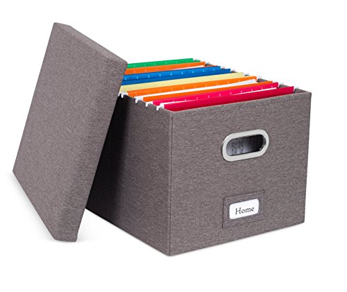 Product Cover Internet's Best Collapsible File Storage Organizer | Decorative Linen Filing & Storage Office Box | Letter/Legal | Charcoal | 1 Pack