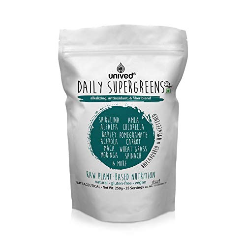 Product Cover Unived Daily Supergreens Raw Plant-Based Nutrition, Organic Spirulina, Organic Chlorella, Acerola, And Other Alkalizing And Antioxidant Fruits & Vegetables (Unflavored & Unsweetened (If you like it Raw), 35 Servings)