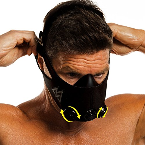 Product Cover Training Mask 2.0-36 Levels of Resistance | Workout Fitness Mask for Running and Breathing Resistance Training, Elevation Mask, Cardio Mask (Black + Turn Flow, Large)