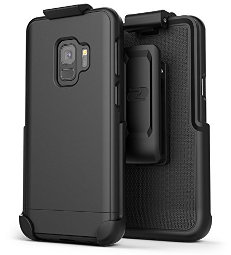 Product Cover Encased Galaxy S9 Belt Case, (Slimshield Series) Ultra Thin Protective Grip Cover with Slim Holster Clip for Samsung S9 (2018 Release) Smooth Black