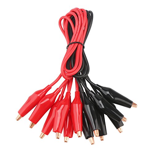 Product Cover Test Jumpers, DROK 6 pcs Crocodile Alligator Clips Test Leads Set 19.6 Inches 50cm Double-end Clamp Electrical Cable Connector Wire Circuit Experiment