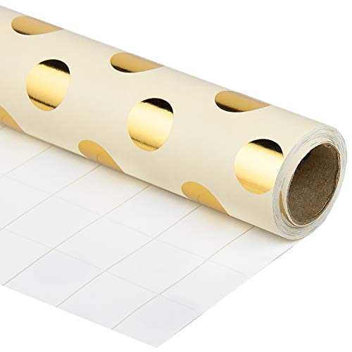 Product Cover RUSPEPA Gift Wrapping Paper Roll-Gold Foil Dots Design for Wedding,Birthday, Shower, Congrats, and Holiday Gifts-30Inch X 32.8Feet