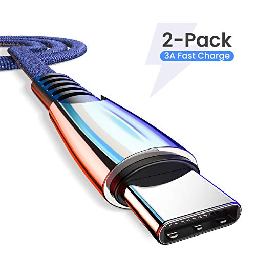 Product Cover AINOPE USB C Cable 3A Fast Charge 2 Pack / 6.6FT, USB-A 2.0 to USB-C Cable,Stylish SR Design Durable Cloth Fabric Cord Compatible with Samsung Galaxy S9 S8 Note 9 8,LG V20 V30 G5-Blue