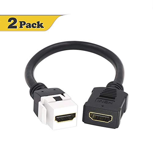 Product Cover VCE 2-Pack HDMI Keystone Jack Adapter,HDMI Female to Female Pigtail Extension Cable Coupler Jack-6 Inch