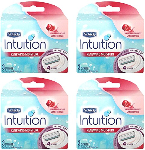 Product Cover Schick Intuition Renewing Moisture Razor Refill Cartridges 3 count, (4 pack)