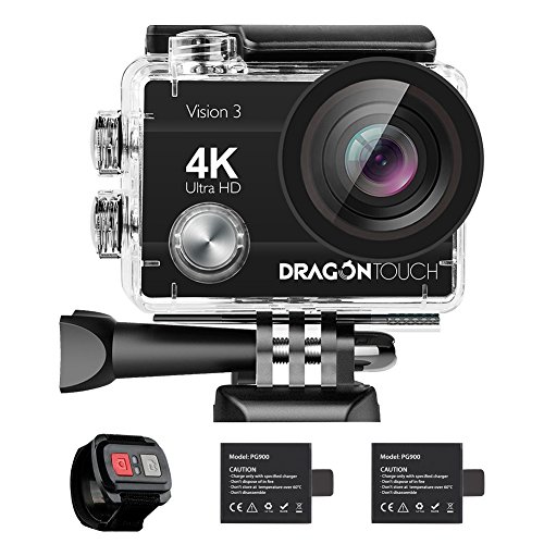 Product Cover Dragon Touch 4K Action Camera 16MP Vision 3 Underwater Waterproof Camera 170° Wide Angle WiFi Sports Cam with Remote 2 Batteries and Mounting Accessories Kit