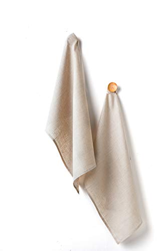 Product Cover Solino Home Linen Kitchen Towel - 100% Pure Linen 17 x 26 Inch Set of 2 - Natural Fabric Handcrafted, Natural