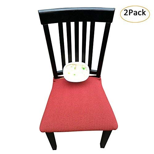 Product Cover Waterproof Dining Chair Cover Protector - Pack 2 - Perfect For Pets, Kids, Elderly, Restaurants, Party - Machine Washable, Elastic, Removable, Many Color Choices, Clean the Mess Easily (Wine Red)