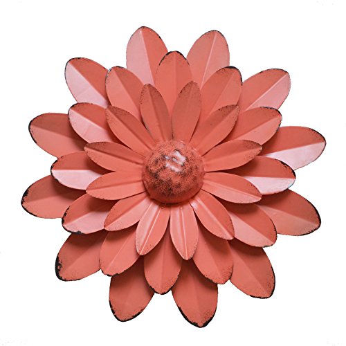 Product Cover GIFTME 5 Coral Orange Multiple Layer Flower Metal Wall Art Decor(10X2 inch)