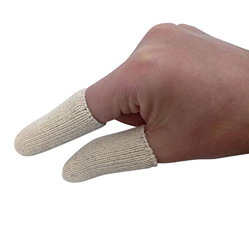 Product Cover EvridWear Premium Cotton Comfort Cushion Finger Toe Thumb Cot Sleeves Protect Fingertips Hand Eczema Skin Cracking Calluses Wicks Moisture Jewelry Clean Smudges (20PCS) (Long Length)