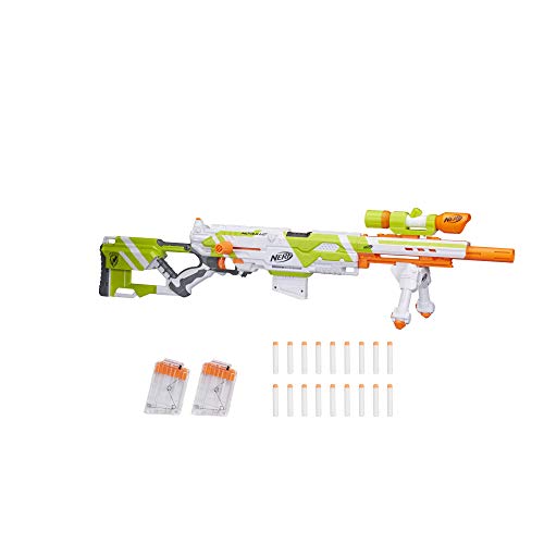 Product Cover Longstrike Nerf Modulus Toy Blaster with Barrel Extension, Bipod, Scopes, 18 Modulus Elite Darts & 3 Six-Dart Clips (Amazon Exclusive)
