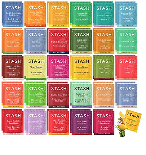 Product Cover Stash Tea Bags Sampler Assortment Box - 52 COUNT - Perfect Variety Pack Gift Box - Gift for Family, Friends, Coworkers - English Breakfast, Green, Moroccan Mint, Peach, Chamomile and more