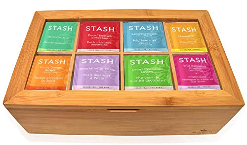 Product Cover Stash Tea Bags Sampler Assortment Box - 120 COUNT - Perfect Variety Pack in Bamboo Gift Box - Gift for Family, Friends, Coworkers - English Breakfast, Green, Moroccan Mint, Peach, Chamomile and more
